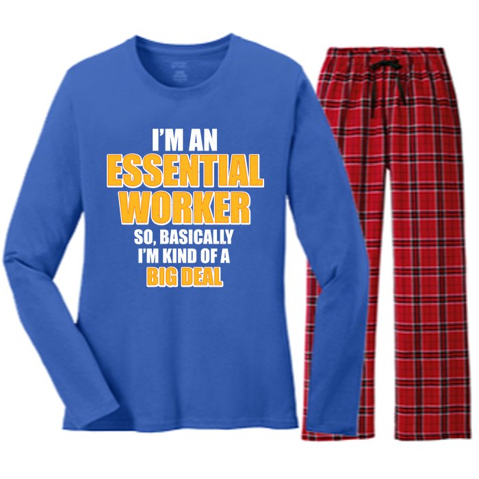 I'm Essential Worker So Basically I'm Kind of A Big Deal Women's Long Sleeve Flannel Pajama Set 