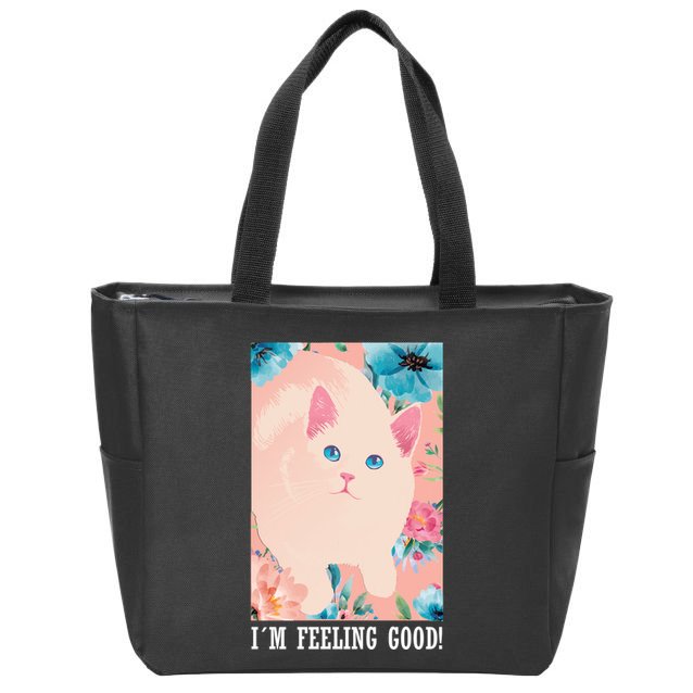 I'm Feel Good Cute Cat Zip Tote Bag