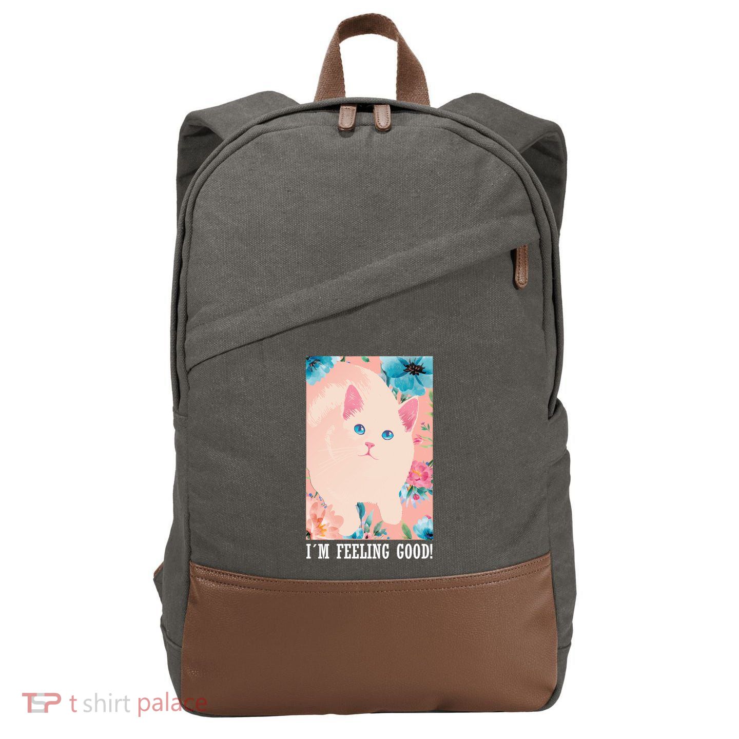 I'm Feel Good Cute Cat Cotton Canvas Backpack