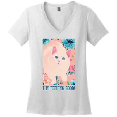 I'm Feel Good Cute Cat Women's V-Neck T-Shirt