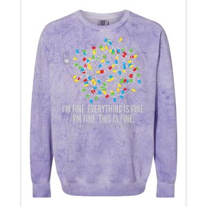 I'm Fine Everything Is Fine Teacher Life Christmas Lights Colorblast Crewneck Sweatshirt