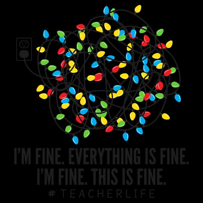I'm Fine Everything Is Fine Teacher Life Christmas Lights Mug