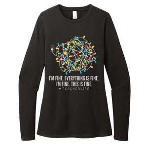 I'm Fine Everything Is Fine Teacher Life Christmas Lights Womens CVC Long Sleeve Shirt