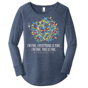 I'm Fine Everything Is Fine Teacher Life Christmas Lights Women's Perfect Tri Tunic Long Sleeve Shirt