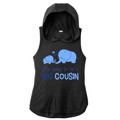 I'm Going To Be A Big Cousin Boy Elephant Ladies PosiCharge Tri-Blend Wicking Draft Hoodie Tank