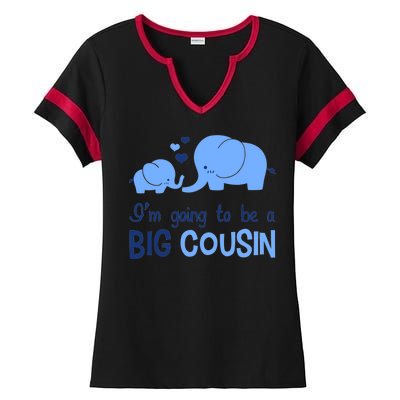 I'm Going To Be A Big Cousin Boy Elephant Ladies Halftime Notch Neck Tee