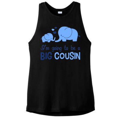 I'm Going To Be A Big Cousin Boy Elephant Ladies PosiCharge Tri-Blend Wicking Tank