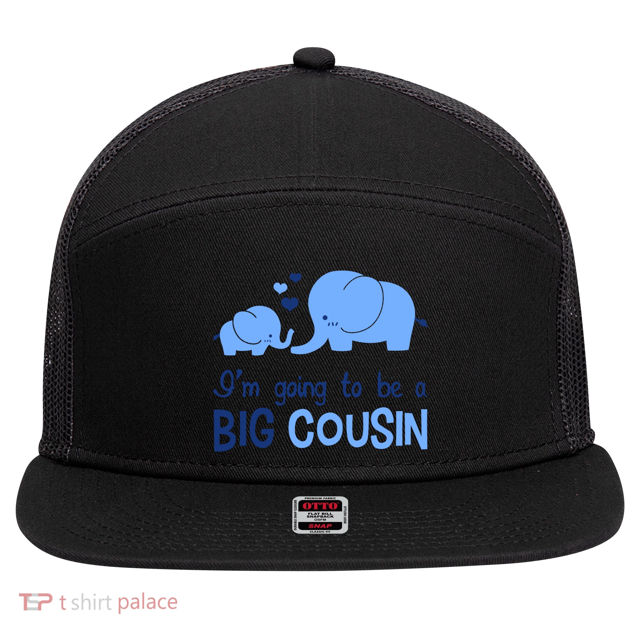I'm Going To Be A Big Cousin Boy Elephant 7 Panel Mesh Trucker Snapback Hat