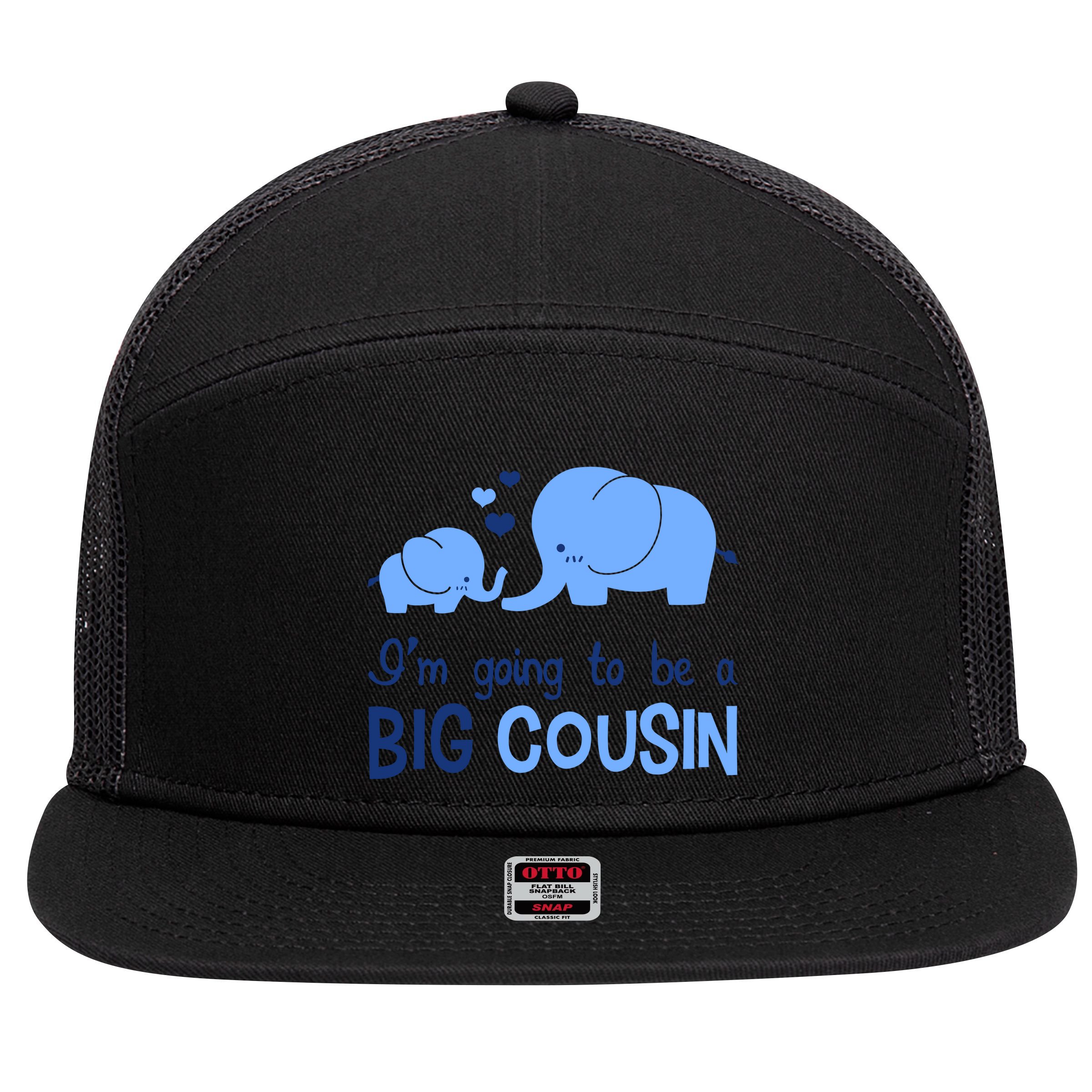 I'm Going To Be A Big Cousin Boy Elephant 7 Panel Mesh Trucker Snapback Hat