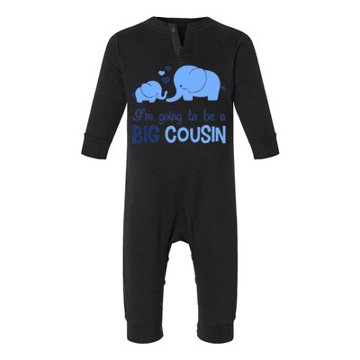 I'm Going To Be A Big Cousin Boy Elephant Infant Fleece One Piece