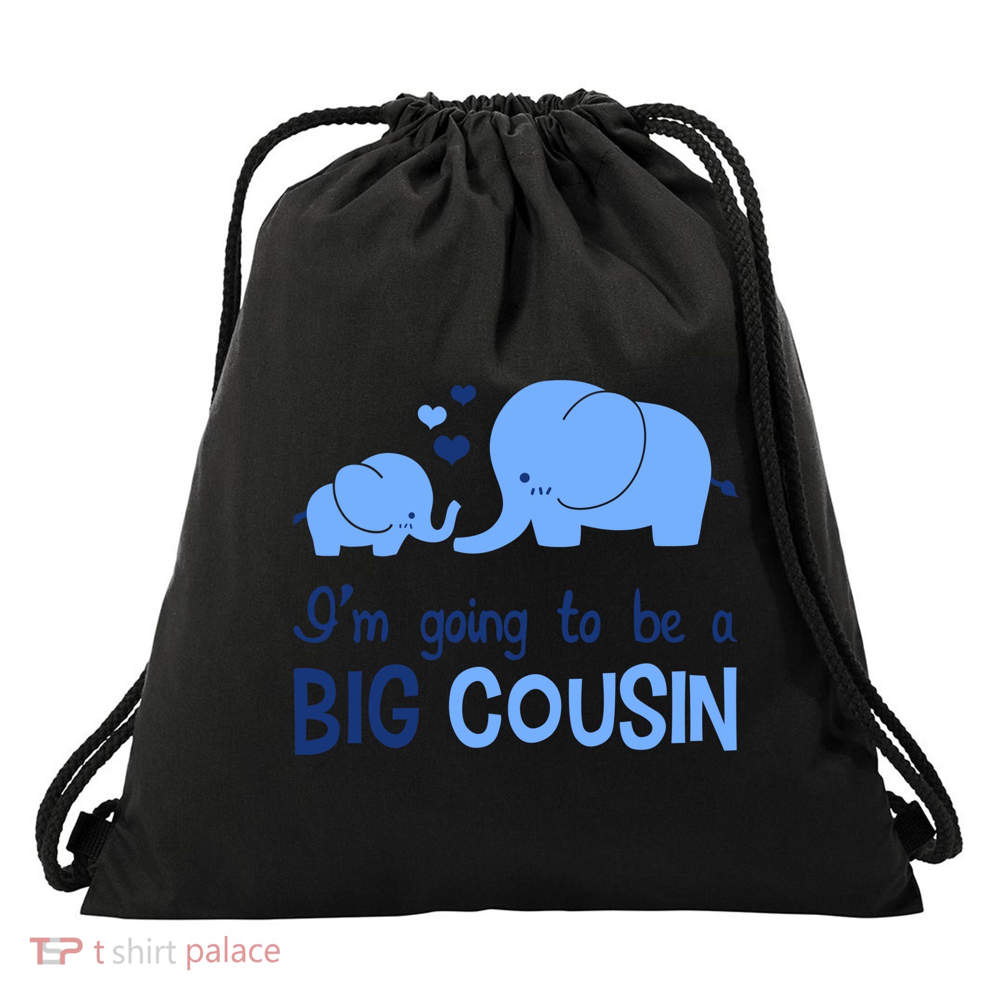 I'm Going To Be A Big Cousin Boy Elephant Drawstring Bag