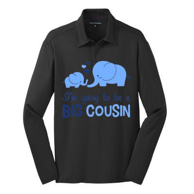 I'm Going To Be A Big Cousin Boy Elephant Silk Touch Performance Long Sleeve Polo