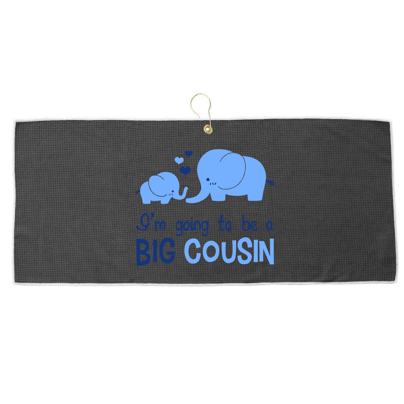 I'm Going To Be A Big Cousin Boy Elephant Large Microfiber Waffle Golf Towel