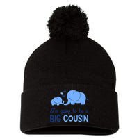 I'm Going To Be A Big Cousin Boy Elephant Pom Pom 12in Knit Beanie