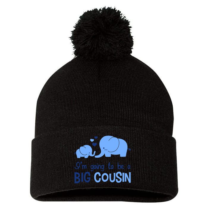 I'm Going To Be A Big Cousin Boy Elephant Pom Pom 12in Knit Beanie