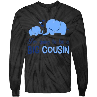 I'm Going To Be A Big Cousin Boy Elephant Tie-Dye Long Sleeve Shirt