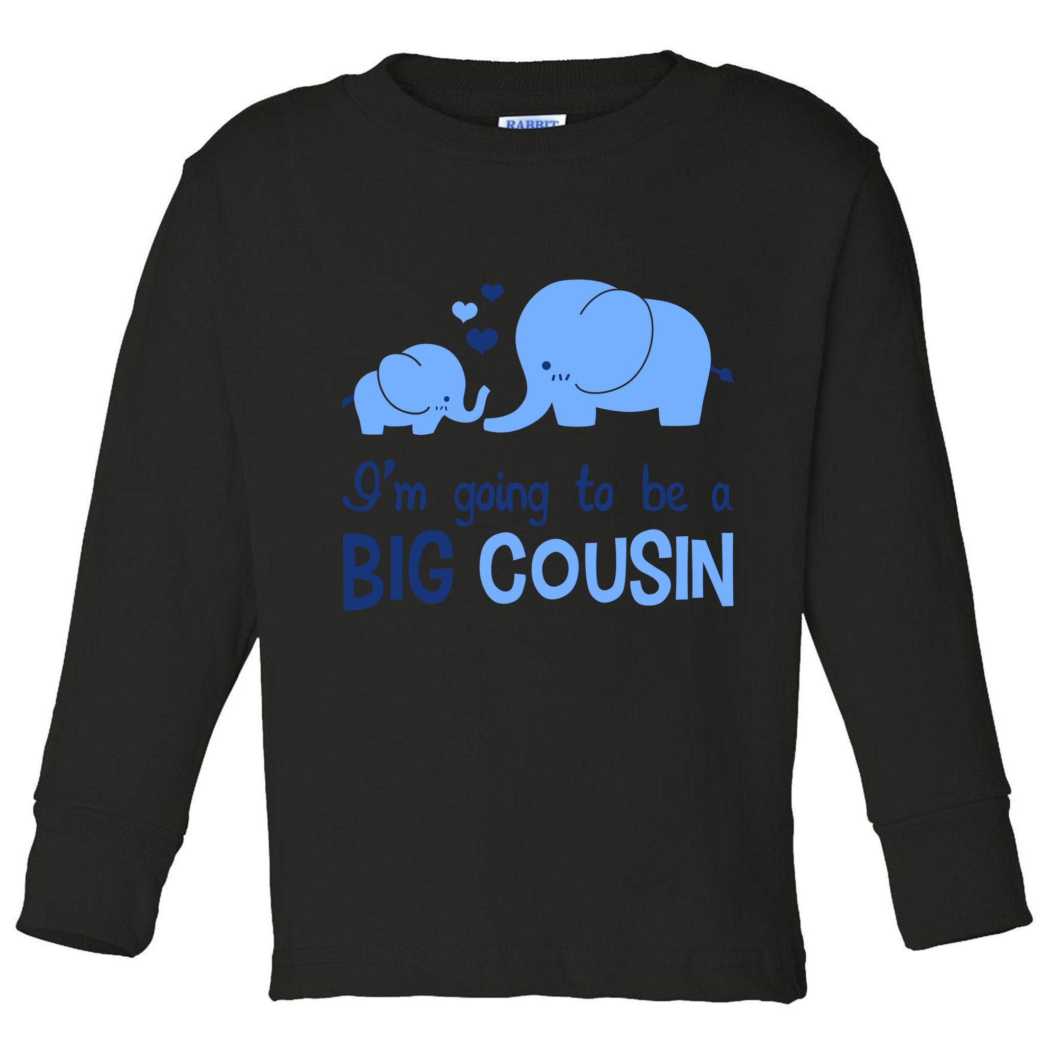 I'm Going To Be A Big Cousin Boy Elephant Toddler Long Sleeve Shirt
