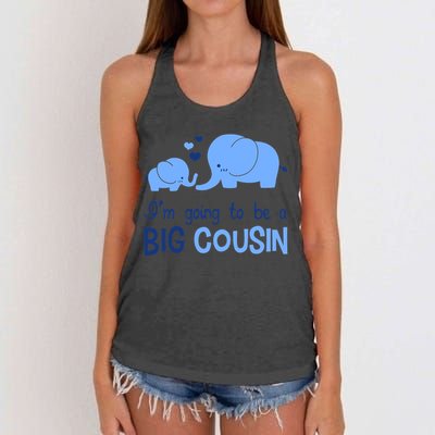 I'm Going To Be A Big Cousin Boy Elephant Women's Knotted Racerback Tank