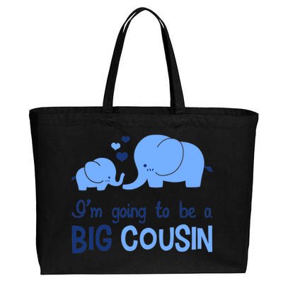 I'm Going To Be A Big Cousin Boy Elephant Cotton Canvas Jumbo Tote