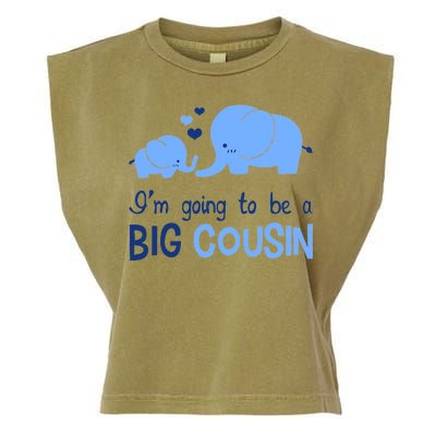 I'm Going To Be A Big Cousin Boy Elephant Garment-Dyed Women's Muscle Tee