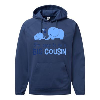 I'm Going To Be A Big Cousin Boy Elephant Performance Fleece Hoodie