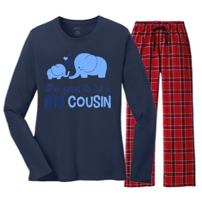 I'm Going To Be A Big Cousin Boy Elephant Women's Long Sleeve Flannel Pajama Set 