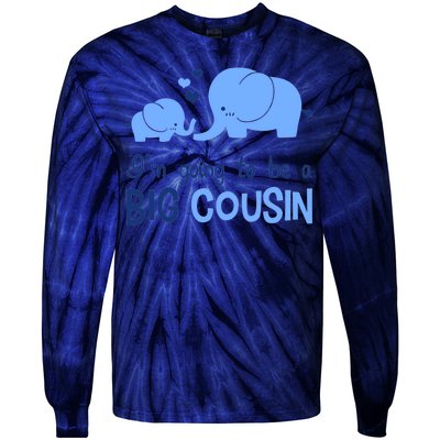 I'm Going To Be A Big Cousin Boy Elephant Tie-Dye Long Sleeve Shirt