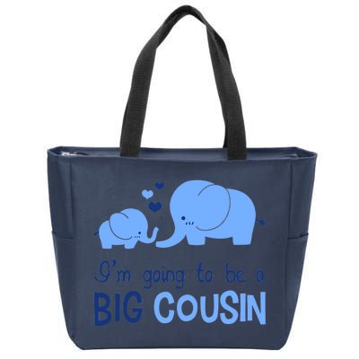 I'm Going To Be A Big Cousin Boy Elephant Zip Tote Bag