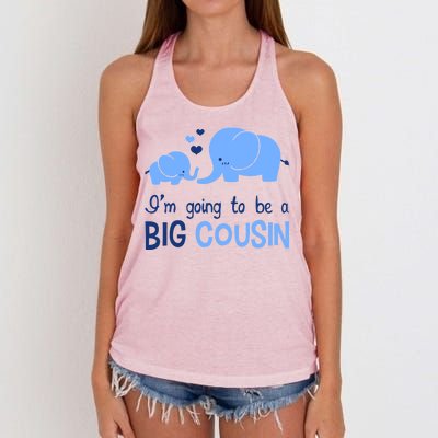 I'm Going To Be A Big Cousin Boy Elephant Women's Knotted Racerback Tank