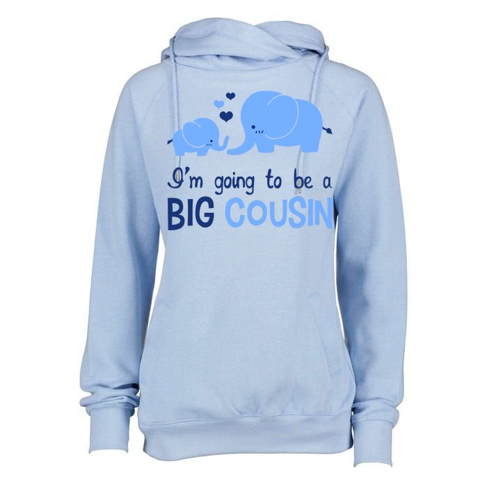 I'm Going To Be A Big Cousin Boy Elephant Womens Funnel Neck Pullover Hood