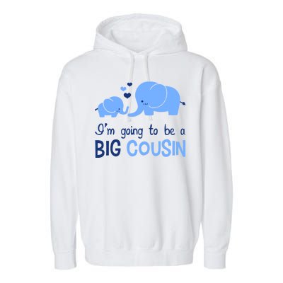 I'm Going To Be A Big Cousin Boy Elephant Garment-Dyed Fleece Hoodie