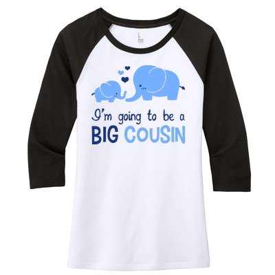 I'm Going To Be A Big Cousin Boy Elephant Women's Tri-Blend 3/4-Sleeve Raglan Shirt