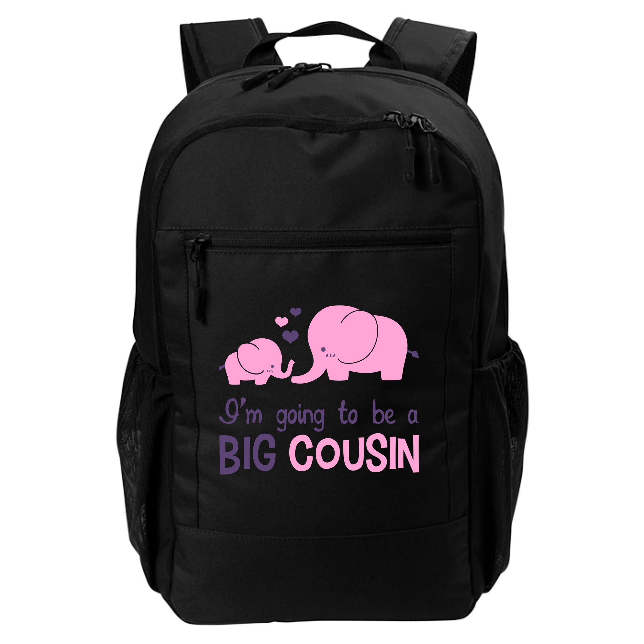 I'm Going To Be A Big Cousin Girl Elephant Backpack