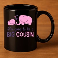 I'm Going To Be A Big Cousin Girl Elephant 11oz C Handle Ceramic Mug