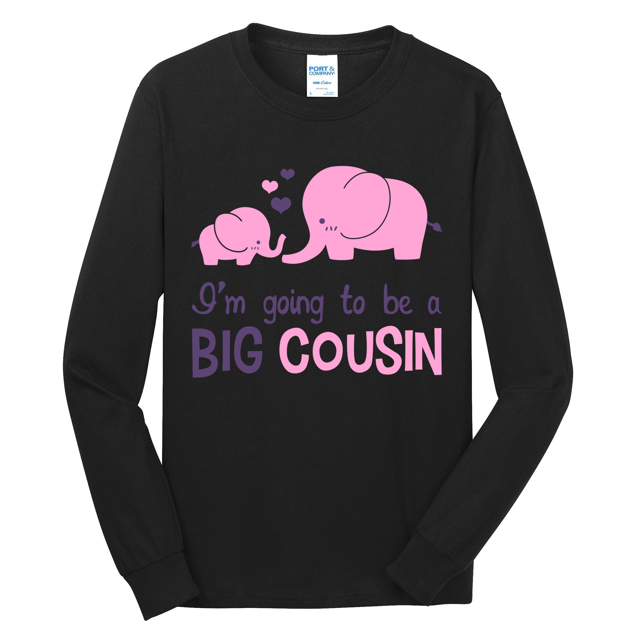 I'm Going To Be A Big Cousin Girl Elephant Tall Long Sleeve T-Shirt