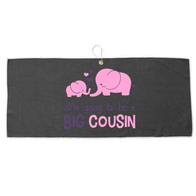 I'm Going To Be A Big Cousin Girl Elephant Large Microfiber Waffle Golf Towel