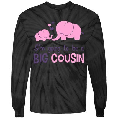 I'm Going To Be A Big Cousin Girl Elephant Tie-Dye Long Sleeve Shirt