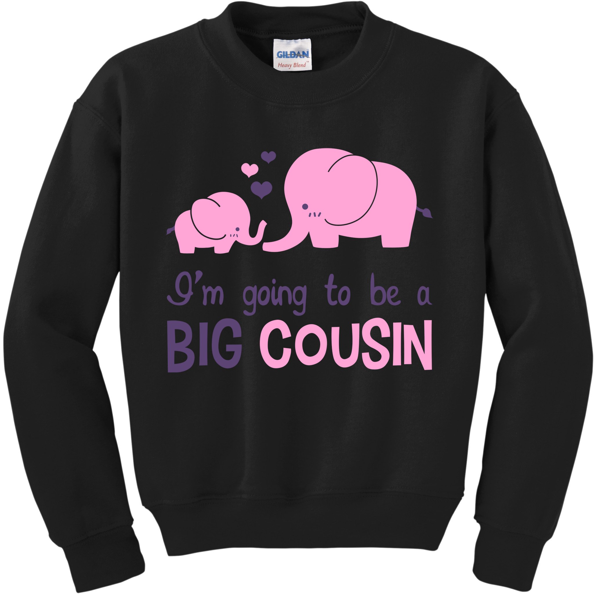 I'm Going To Be A Big Cousin Girl Elephant Kids Sweatshirt
