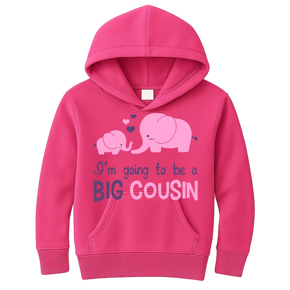 I'm Going To Be A Big Cousin Girl Elephant Kids Hoodie