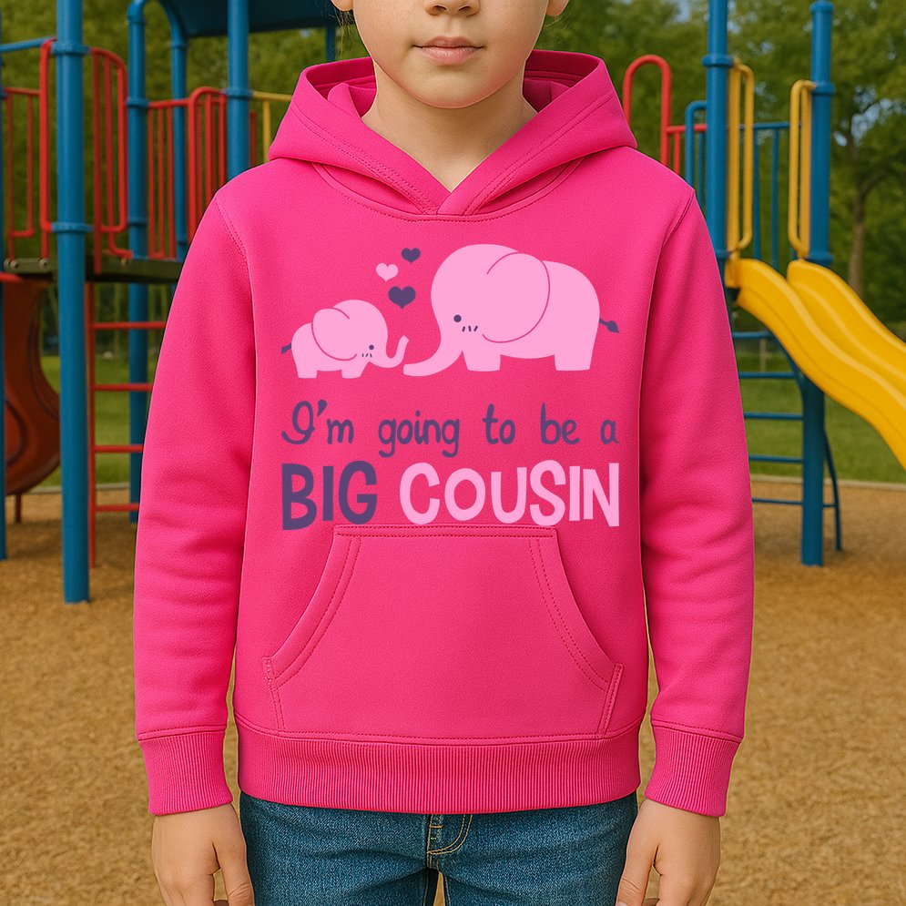I'm Going To Be A Big Cousin Girl Elephant Kids Hoodie