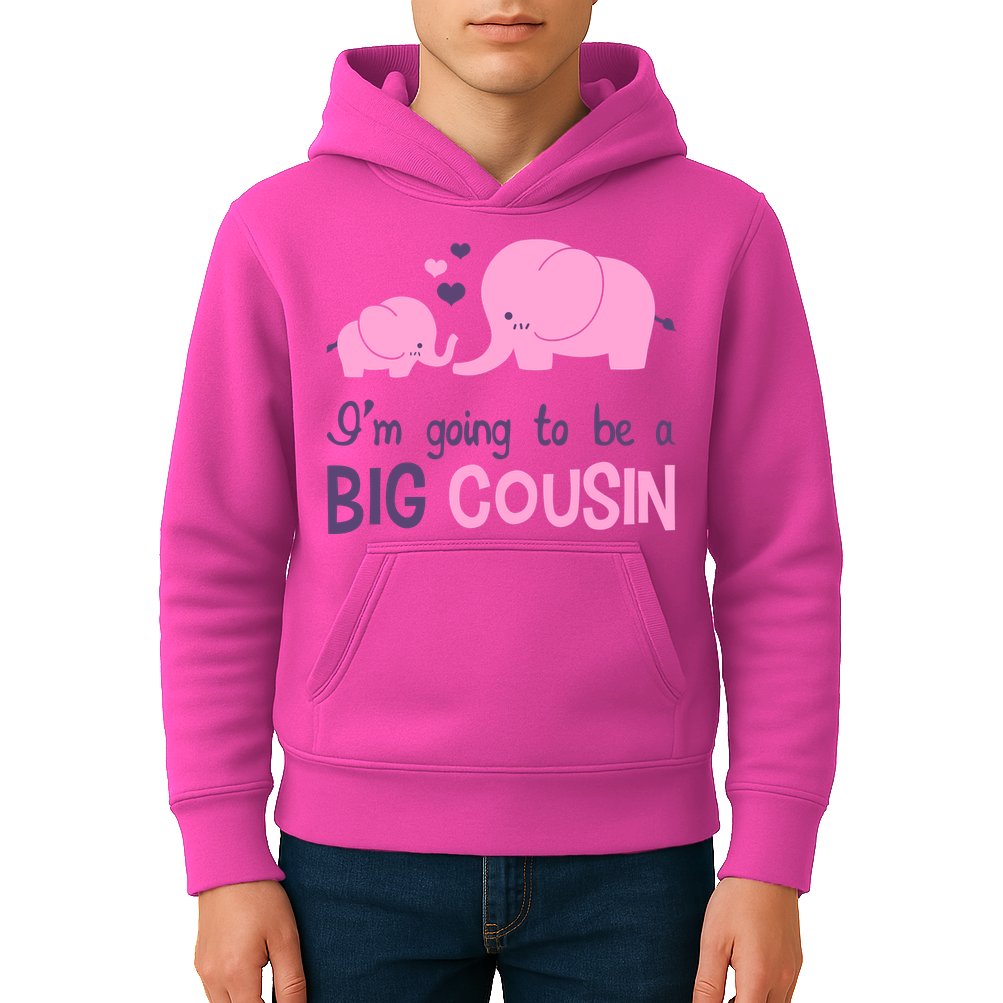 I'm Going To Be A Big Cousin Girl Elephant Kids Hoodie