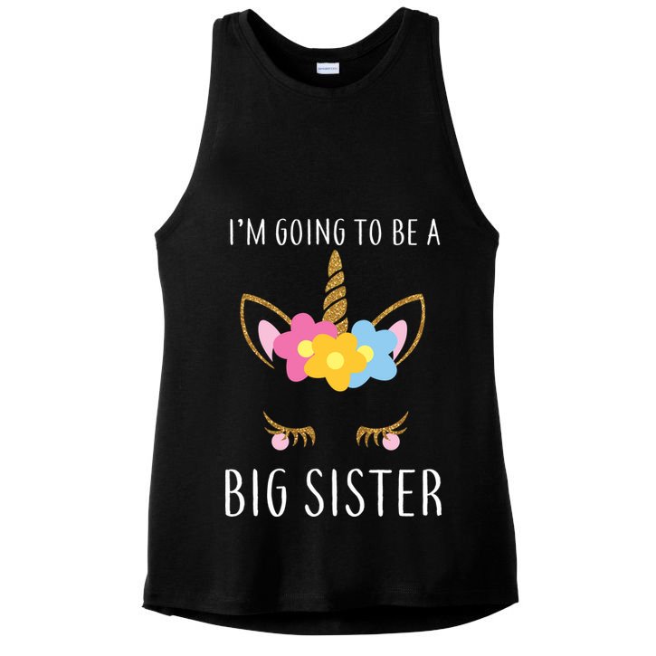 I'm Going To Be A Big Sister Cute Unicorn Ladies PosiCharge Tri-Blend Wicking Tank