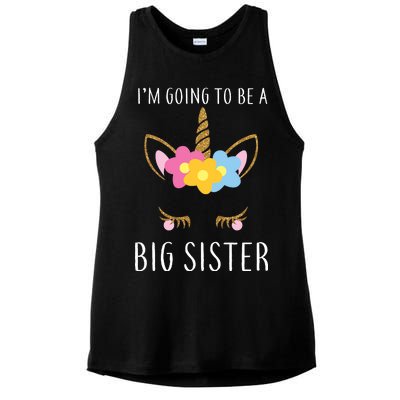 I'm Going To Be A Big Sister Cute Unicorn Ladies PosiCharge Tri-Blend Wicking Tank