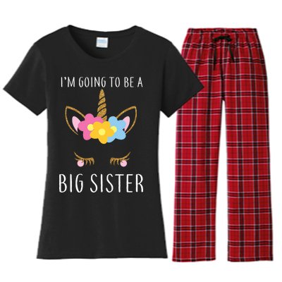 I'm Going To Be A Big Sister Cute Unicorn Women's Flannel Pajama Set