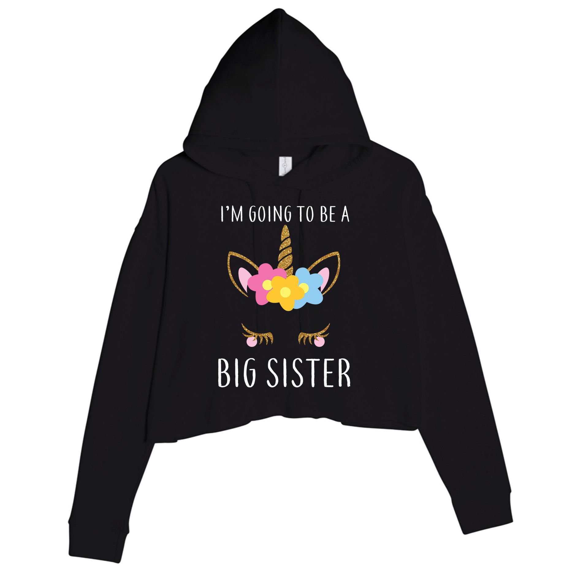 I'm Going To Be A Big Sister Cute Unicorn Crop Fleece Hoodie