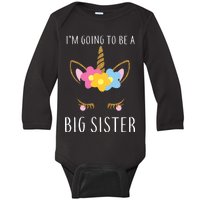 I'm Going To Be A Big Sister Cute Unicorn Baby Long Sleeve Bodysuit