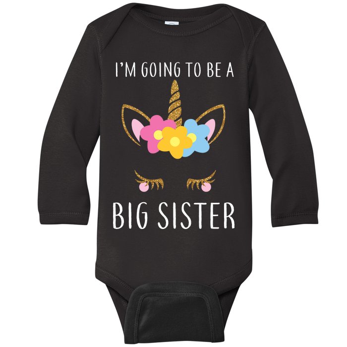 I'm Going To Be A Big Sister Cute Unicorn Baby Long Sleeve Bodysuit