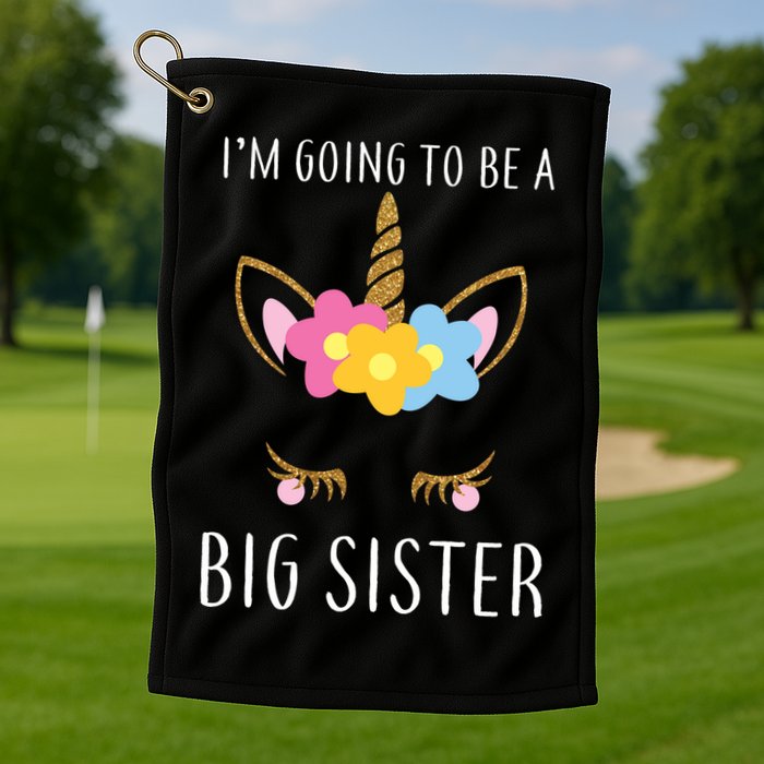 I'm Going To Be A Big Sister Cute Unicorn Golf Towel