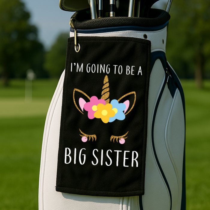 I'm Going To Be A Big Sister Cute Unicorn Golf Towel