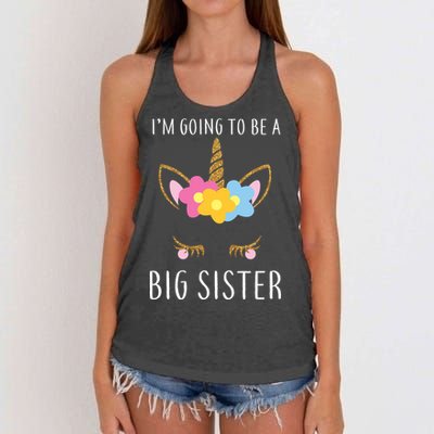 I'm Going To Be A Big Sister Cute Unicorn Women's Knotted Racerback Tank
